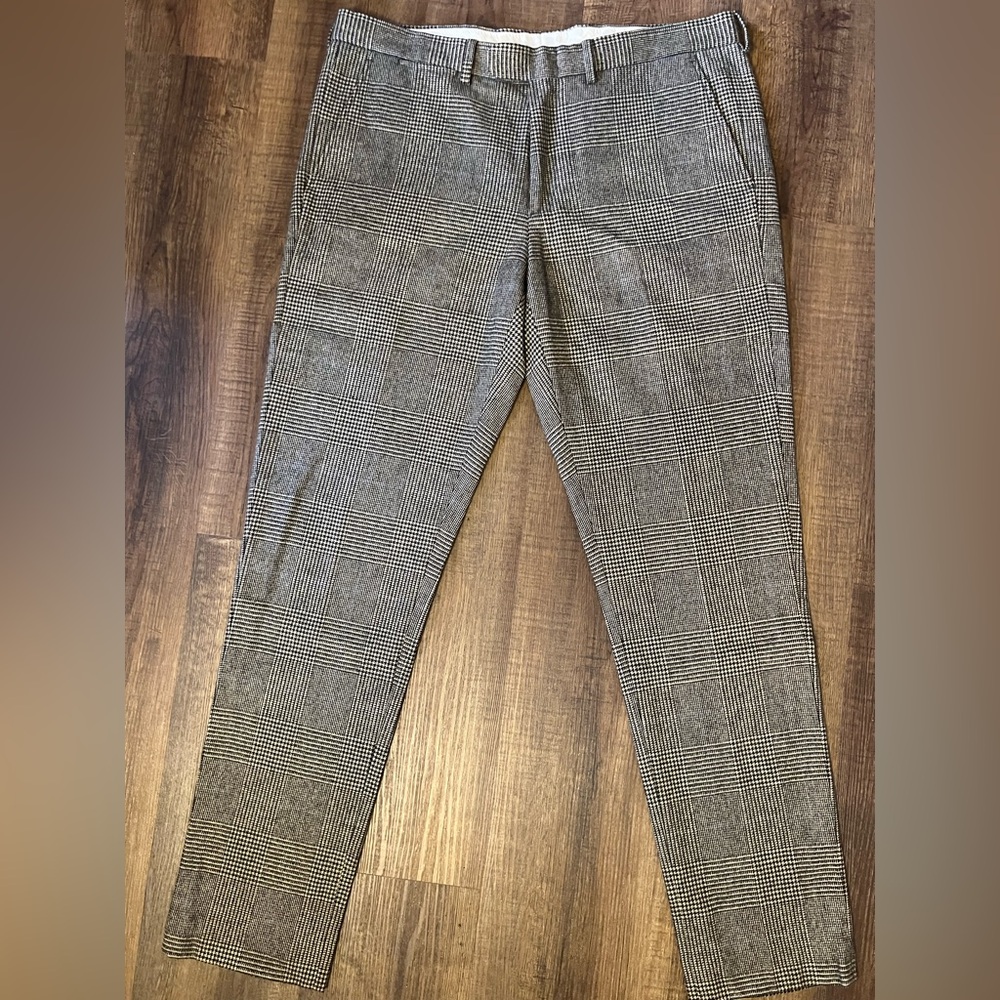 EUC Vintage J. Crew Bowery Glen Plaid Check Houndstooth Slim Fit Pants 33x30